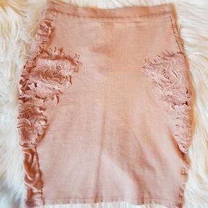 Pale pink embroidered skirt
